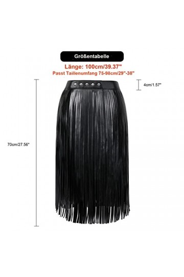 JasGood Ceinture en cuir synthétique pour femme - Avec franges - Style punk - Jupe gothique - Avec pompon - Pour jeans punk, 