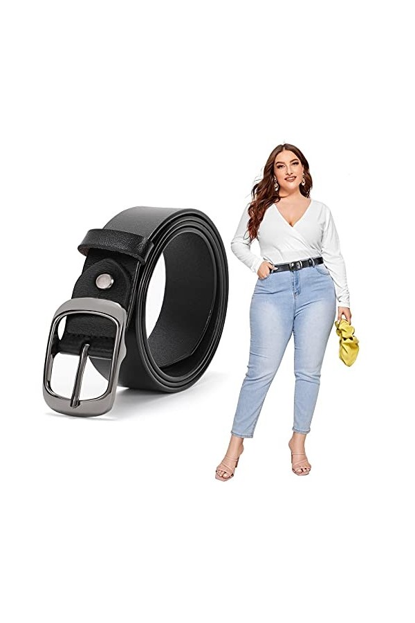 JASGOOD Grande ceinture en cuir tendance pour femme - Grande taille - Style décontracté pour femme - Jeans - Pantalon - Robe,