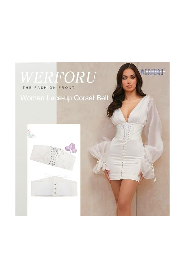 WERFORU Ceinture élastique large à lacets pour femme - Pour Halloween, D-blanc, XXL:Passt Taillengröße 106-116cm