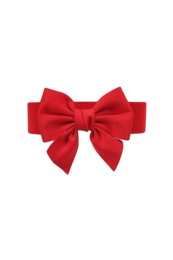 Diyafas Dames Ceinture Élastique Noeud Papillon Large Ceintures de Taille Robes Décoratives Ceinture pour Femmes, Noir, Taill