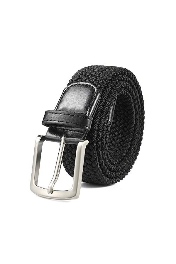 AnJuHoPa Ceinture Stretch de Ceinture élastique Durable Sans Nickel Ceinture Noir 125CM