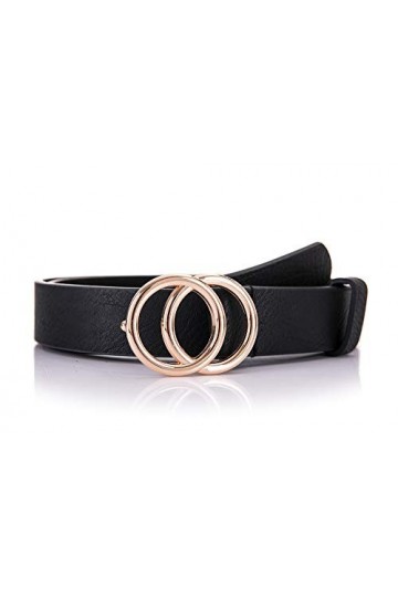 irisaa - Ceinture pour femme - Ceinture pour jean avec double anneau rond - Pour femme, fille, adolescente, Noir New Look, 90