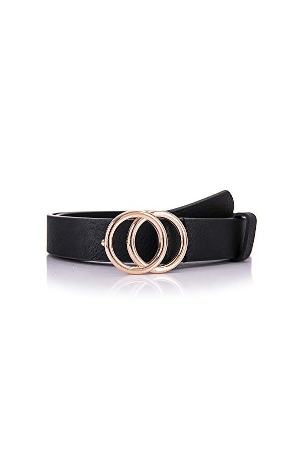 irisaa - Ceinture pour femme - Ceinture pour jean avec double anneau rond - Pour femme, fille, adolescente, Noir New Look, 90