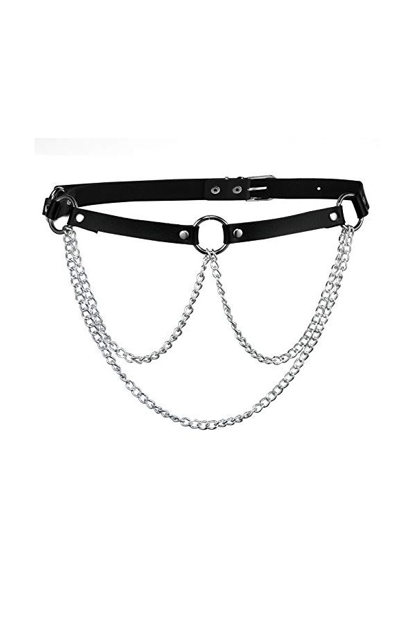 Milakoo Ceinture punk/rocker en cuir synthétique avec œillets pour femme - Boucles réglables, f2, taille unique
