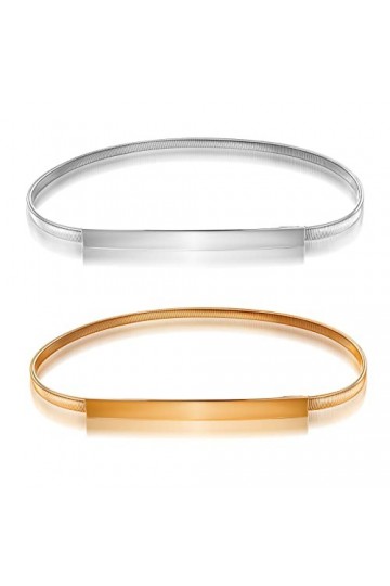 Yolev 2 Pièces Ceintures Corset pour Femmes Ceintures à Chaîne en Métal Coupe Ajustée Ceinture Dorée Femme Blanche Ceintures 