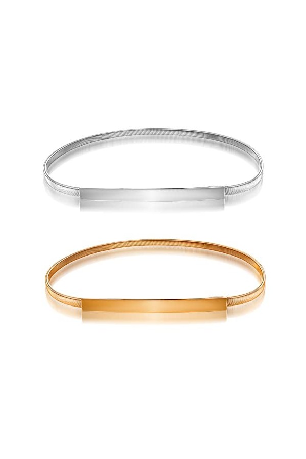 Yolev 2 Pièces Ceintures Corset pour Femmes Ceintures à Chaîne en Métal Coupe Ajustée Ceinture Dorée Femme Blanche Ceintures