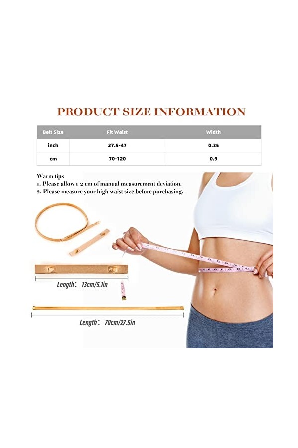 Yolev 2 Pièces Ceintures Corset pour Femmes Ceintures à Chaîne en Métal Coupe Ajustée Ceinture Dorée Femme Blanche Ceintures