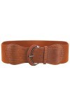 JOELELI Ceinture élastique pour femme avec boucle à crochet Marron rétro