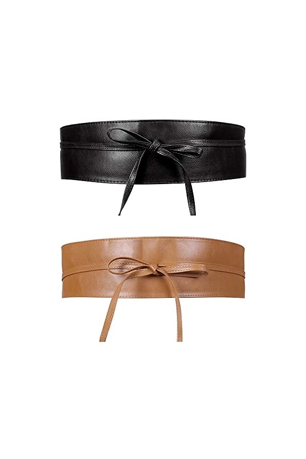 JASGOOD Ceinture large pour femme - Noir - Medium