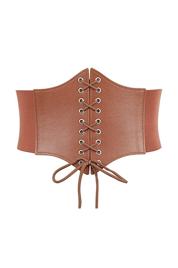 Jasgood Ceinture élastique à lacets pour femme, a-noir, X-Large