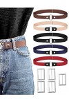 ZITFRI Lot de 5 ceintures sans boucle invisibles pour femme - Lot de 5 ceintures élastiques sans boucle - Ceinture sans boucl