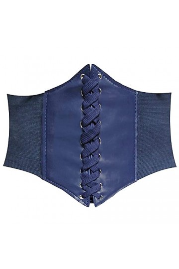 HANERDUN Ceinture Corset pour Femme Cuir Corset à Lacets Ceinture Élastique Ceinture Rétro Cinch Quatre Tailles - Bleu - Tail