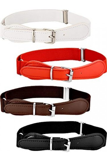 4 Pièces Ceinture Élastique Ajustable pour Enfants avec Fermeture en Cuir pour Fille et Garçons Jeu de Couleurs 1 