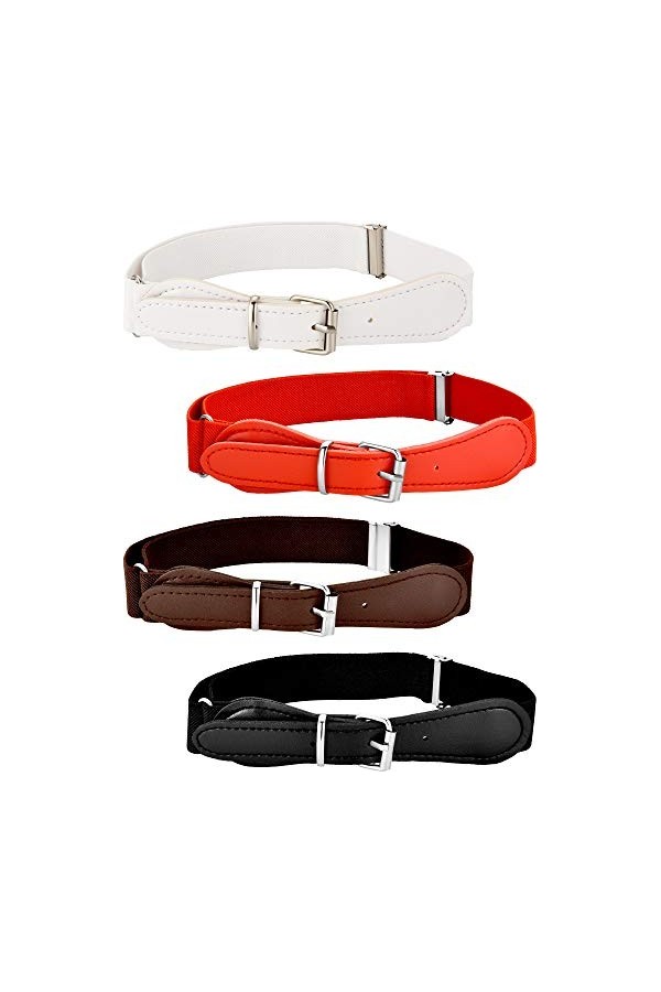 4 Pièces Ceinture Élastique Ajustable pour Enfants avec Fermeture en Cuir pour Fille et Garçons Jeu de Couleurs 1 