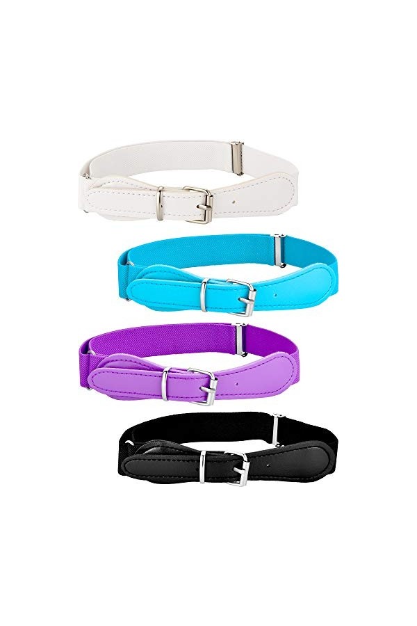 4 Pièces Ceinture Élastique Ajustable pour Enfants avec Fermeture en Cuir pour Fille et Garçons Jeu de Couleurs 1 