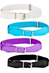 4 Pièces Ceinture Élastique Ajustable pour Enfants avec Fermeture en Cuir pour Fille et Garçons Jeu de Couleurs 1 
