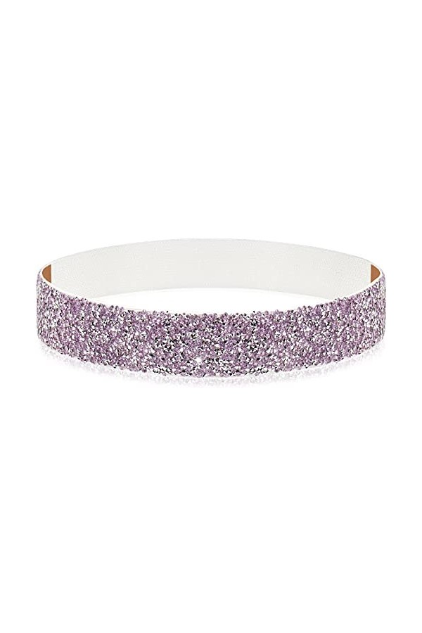 DTWAWA Ceinture élastique en strass pour femme - Taille large, Diamant blanc + ceinture noire, XS:taille 23.6/26.4"
