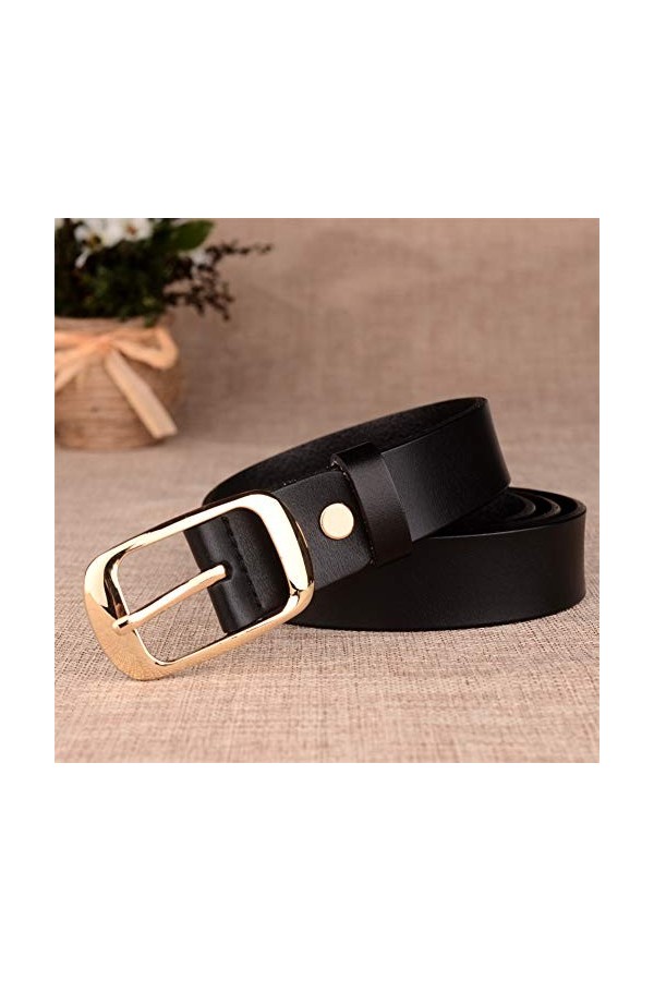 Cliont delicate Ceinture femme en cuir véritable avec ceinture en or et noir largeur 2.9cm