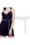 Discoball Ceinture en chaîne en métal, ceinture réglable multi-couches pour femmes et filles, ceinture tendance pour robe, pa