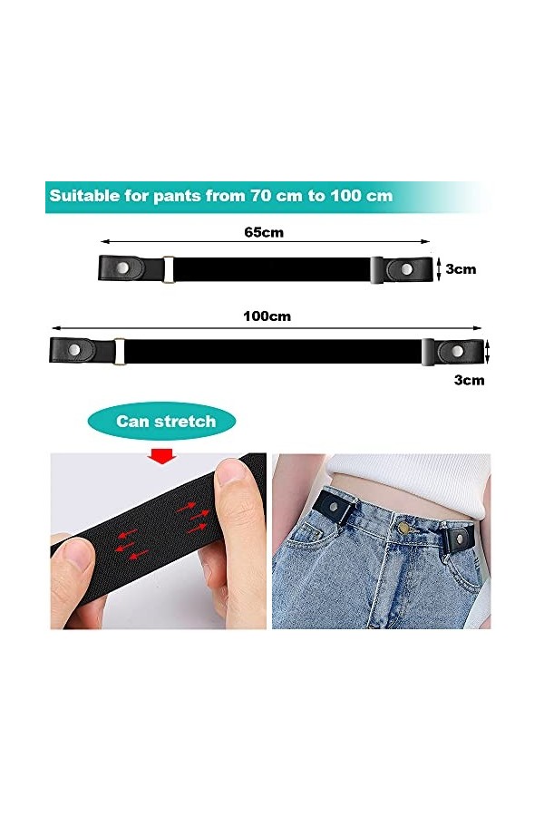 SPEACOUR 3 PCS Ceinture Invisible sans Boucle Ceinture Élastique Ajustable Grande Taille Ceinture Extensible Sans Boucle Unis