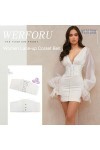 WERFORU Ceinture élastique large à lacets pour femme - Pour Halloween, D-blanc, L:Passt Taillengröße 81-92cm