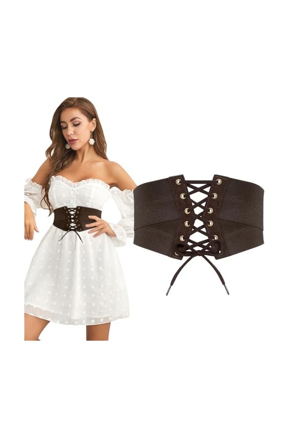 JasGood Ceinture corset élastique pour femme - Taille haute - Ceinture RCA large - Ceinture rétro pour femme - Pour robe dHa