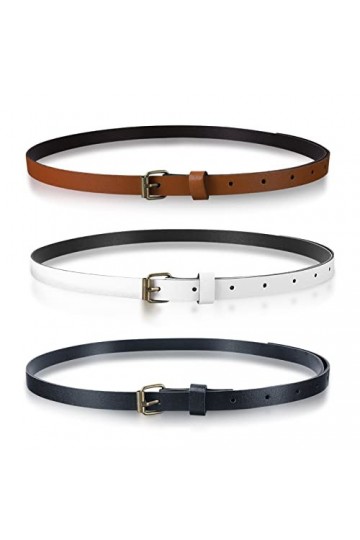 Lot de 3 ceintures noires pour femme,En cuir synthétique,Convient pour les robes et les jeans,Grande taille,Ceinture fine en 