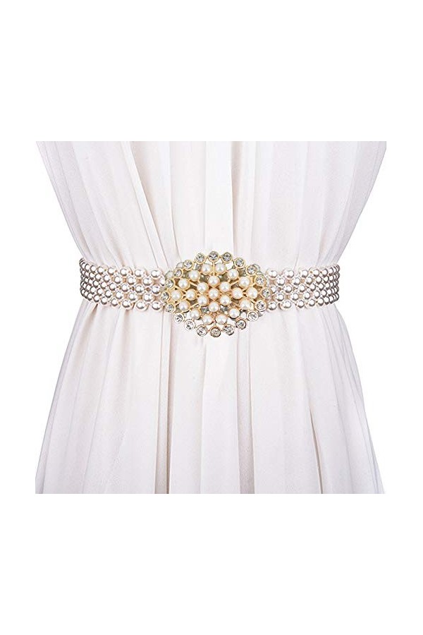 Milya Ceinture de perles pour femme - Ceinture élastique - Ceinture de mariée - Ceinture de chaîne - Ceinture de perles pour 
