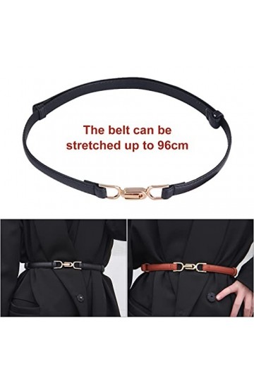 NINVVS Ceinture à 2 boucles en métal, ceinture serrée en polyuréthane, ceinture réglable pour femme, ceinture de taille, peut