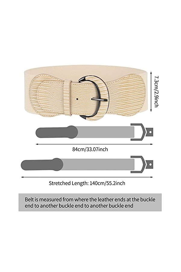 JOELELI Ceinture extensible large pour femme - Ceinture élastique tendance avec boucle à crochet rétro - Pour robe, combinais