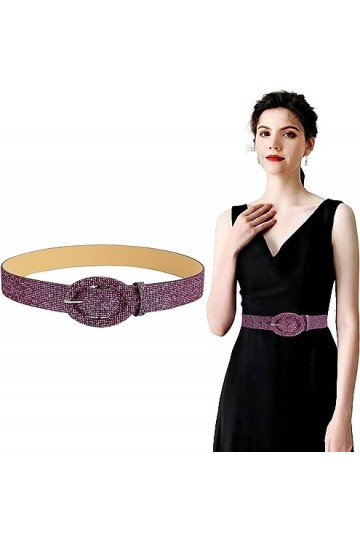 Longwu Ceinture à paillettes scintillantes pour femme - Ceinture large argentée - Pour mariage, fête, club - Ensemble tendanc