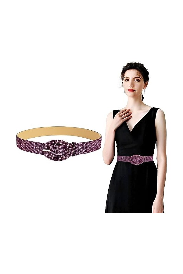 Longwu Ceinture à paillettes scintillantes pour femme - Ceinture large argentée - Pour mariage, fête, club - Ensemble tendanc