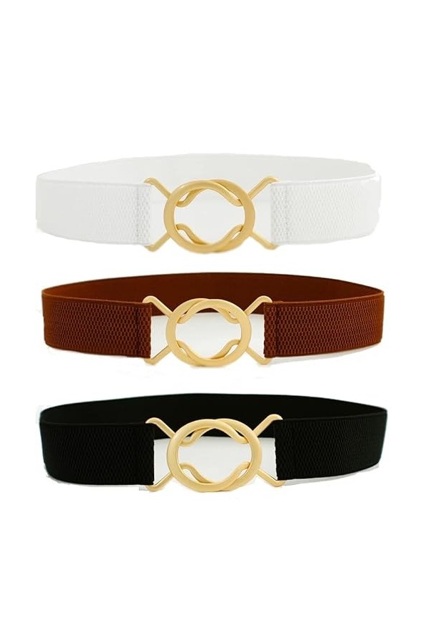 Taicols Ceinture élastique pour femme, ceinture, femme, élastique, ceinture, femme, vintage, pour femme, avec boucle, Noir, b