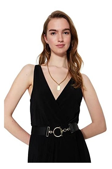 Trendyol Ceinture en Simili Cuir uni pour Femme ApparelBelt, Noir