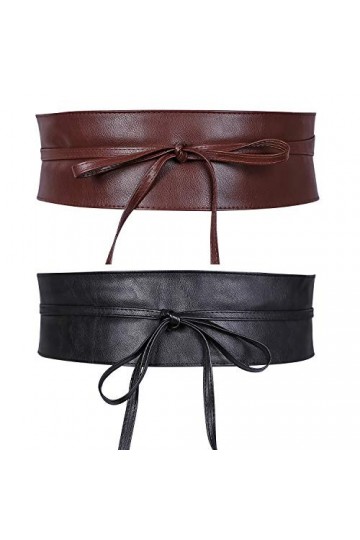 JasGood Lot de 2 ceintures larges Obi pour femme et fille, 5-noir/une pièce, L taille 91/100 cm 