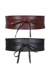 JasGood Lot de 2 ceintures larges Obi pour femme et fille, 5-noir/une pièce, L taille 91/100 cm 