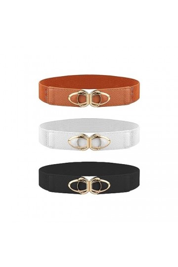 LUTER 3 Pièces de Waist Belt Women, Mode Vintage Ceintures Élastiques en Cuir PU Ceinture Élastique avec Boucle Femmes Ceintu