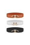 LUTER 3 Pièces de Waist Belt Women, Mode Vintage Ceintures Élastiques en Cuir PU Ceinture Élastique avec Boucle Femmes Ceintu