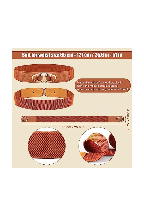 LUTER 3 Pièces de Waist Belt Women, Mode Vintage Ceintures Élastiques en Cuir PU Ceinture Élastique avec Boucle Femmes Ceintu