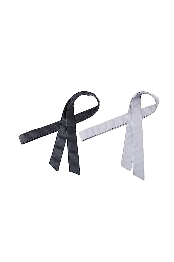 SUPERFINDINGS 2 Pcs 2 Couleurs Obi Ceinture Mode Imitation Cuir Ceinture Femmes Couleur Unie Noir Gris Rétro Ceinture Ceintur