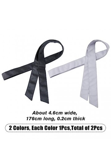 SUPERFINDINGS 2 Pcs 2 Couleurs Obi Ceinture Mode Imitation Cuir Ceinture Femmes Couleur Unie Noir Gris Rétro Ceinture Ceintur