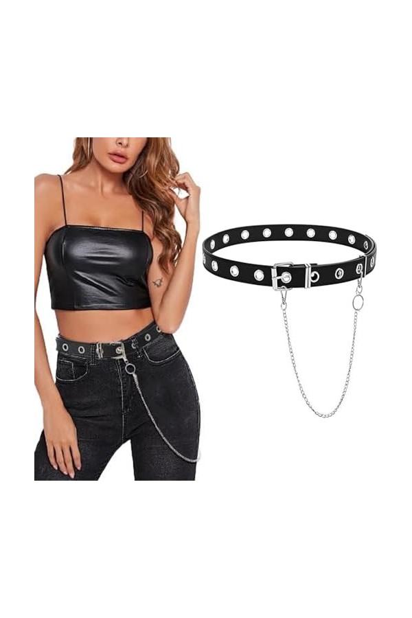 Durnrge Ceinture Cuir Femme, Ceinture à Œillet Ceinture en Jean Style Punk Ceinture Boucle Femme Femme Ceinture Cuir Pu Ceint