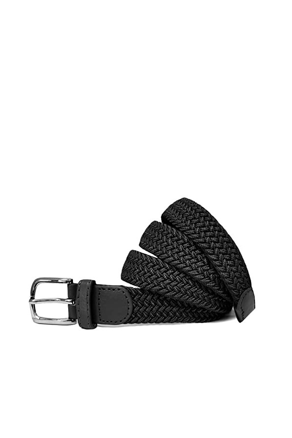 Gloop Ceinture élastique en tissu tressé pour femme 2,5 cm, Noir , Buntweite 65 CM-Gesamtlänge 80 CM