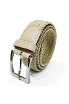 Gloop Ceinture élastique unisexe en tissu tressé pour homme et femme Largeur env. 3,5 cm, Beige et beige., Gesamtlänge 100cm