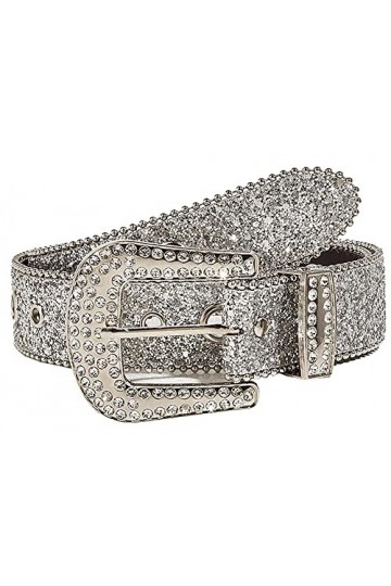 JowTreex Ceinture western en strass pour femme Cowgirl Cowboy Bling clouté diamant ceinture pour jeans pantalons, Argenté., t