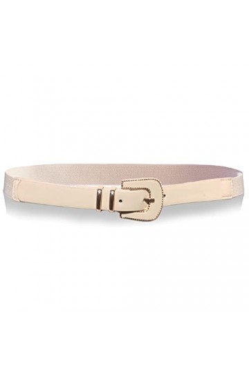 glomy * Ceinture mince élastique pour femmes et filles pour pantalon ou dessus robe en demi-cuir, beige, Taille unique