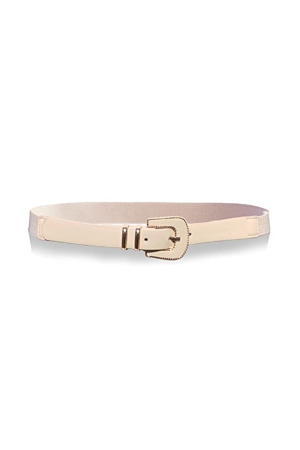 glomy * Ceinture mince élastique pour femmes et filles pour pantalon ou dessus robe en demi-cuir, beige, Taille unique