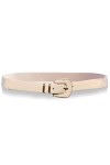 glomy * Ceinture mince élastique pour femmes et filles pour pantalon ou dessus robe en demi-cuir, beige, Taille unique
