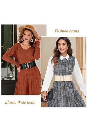 Ceinture Élastique Vintage 2 Pièces Ceinture de Taille Ceintures Extensible avec Boucle en Alliage Ceinture Cinch Ceintures d