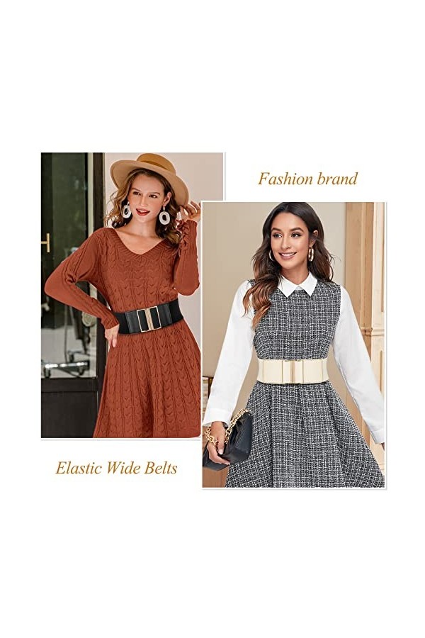 Ceinture Élastique Vintage 2 Pièces Ceinture de Taille Ceintures Extensible avec Boucle en Alliage Ceinture Cinch Ceintures d